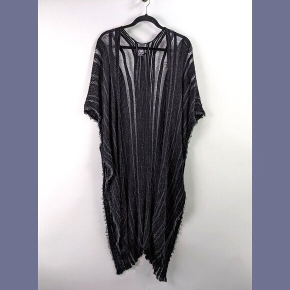 Vince Camuto One Size Black Velour Sweater Poncho